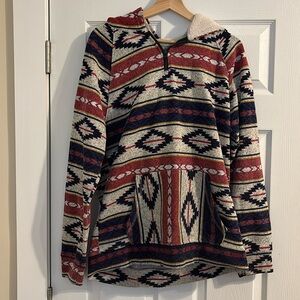 Brooklyn Cloth Red and Blue Patterned Hoodie